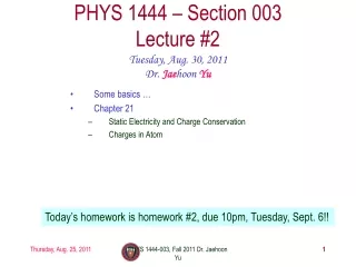 PHYS 1444 – Section 003 Lecture #2
