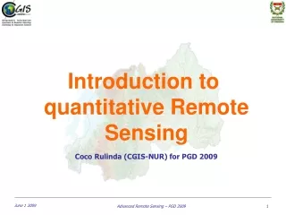 Introduction to  quantitative Remote  Sensing