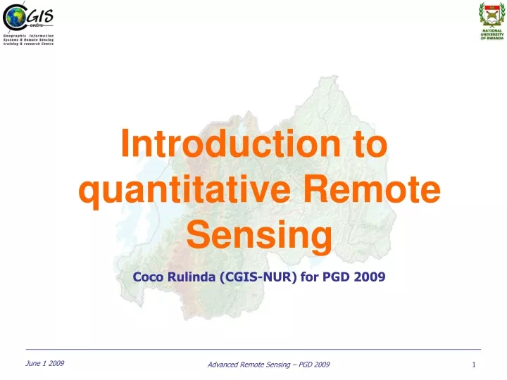 introduction to quantitative remote sensing