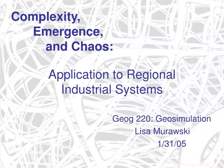 complexity emergence and chaos