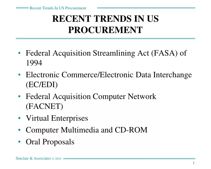 recent trends in us procurement