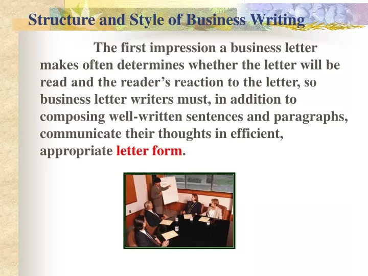 structure and style of business writing