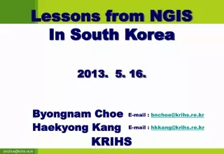 Lessons from  N GIS In South Korea