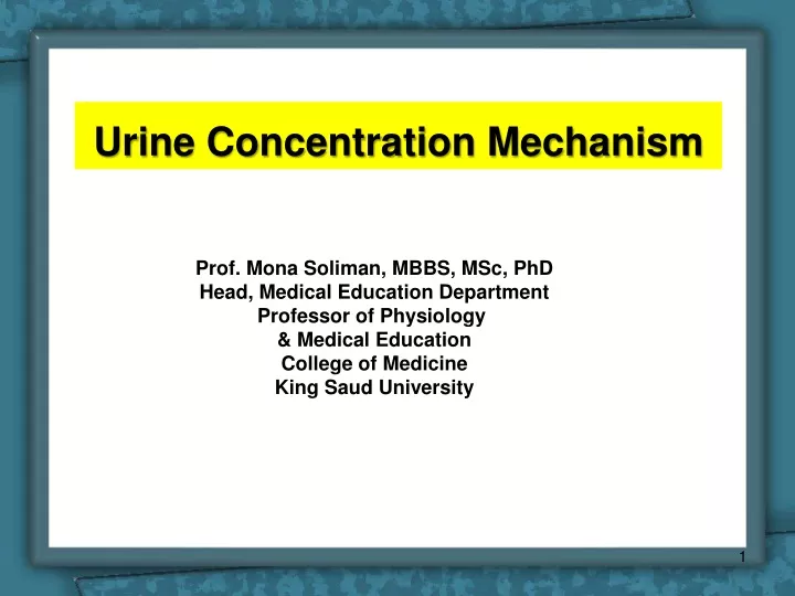 urine concentration mechanism