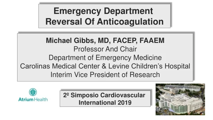 emergency department reversal of anticoagulation