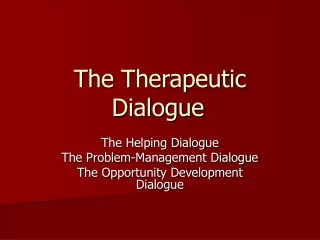 The Therapeutic Dialogue