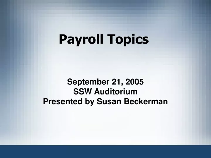 payroll topics