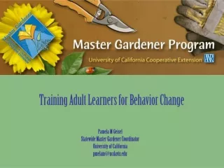 Training Adult Learners for Behavior Change