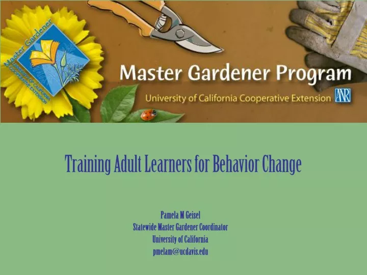 training adult learners for behavior change