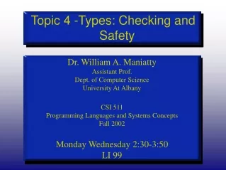 Topic 4 -Types: Checking and Safety