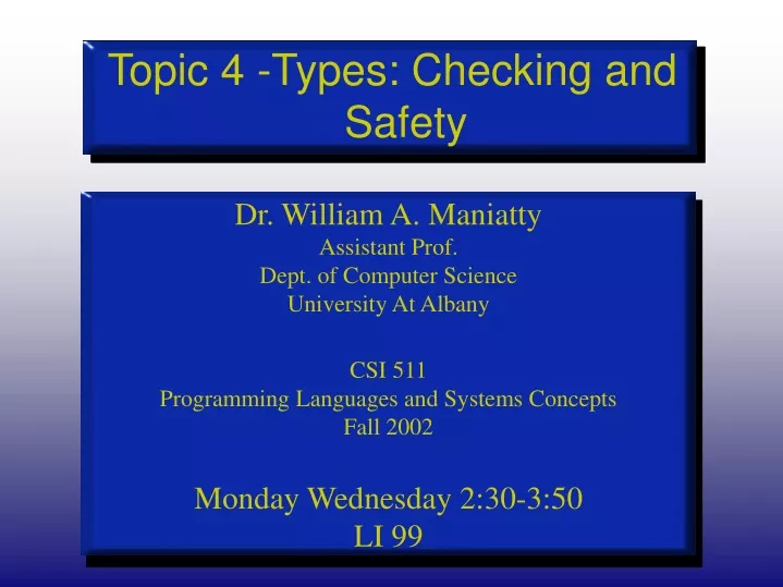 topic 4 types checking and safety