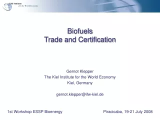 Biofuels Trade and Certification