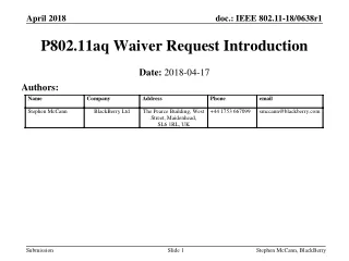 P802.11aq Waiver Request Introduction
