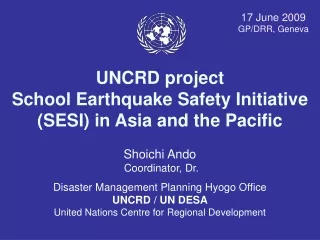 UNCRD project School Earthquake Safety Initiative (SESI) in Asia and the Pacific