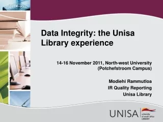 Data Integrity: the Unisa Library experience