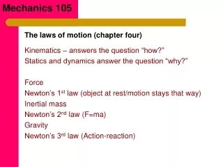 The laws of motion (chapter four)