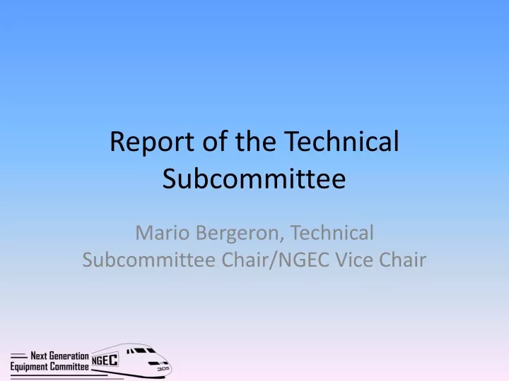 report of the technical subcommittee