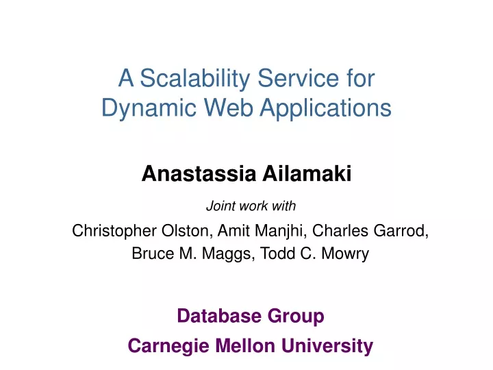 a scalability service for dynamic web applications
