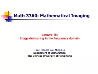 Math 3360: Mathematical Imaging