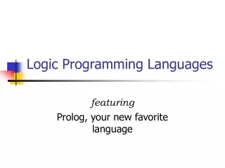 Logic Programming Languages