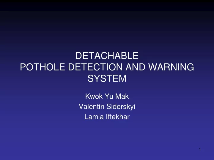 detachable pothole detection and warning system