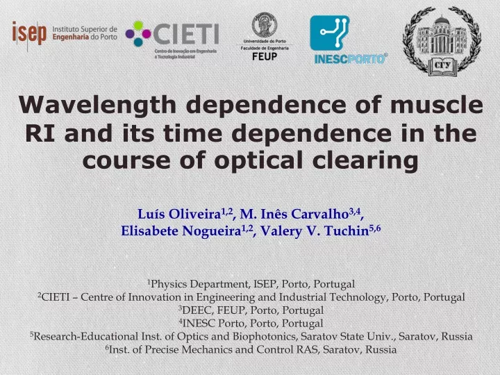 wavelength dependence of muscle ri and its time