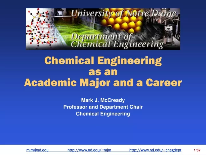 chemical engineering as an academic major and a career