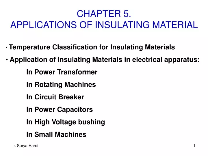 chapter 5 applications of insulating material