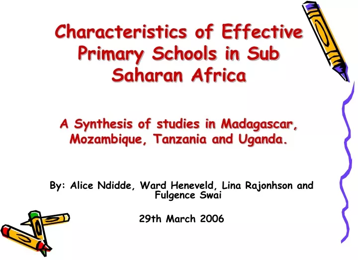 characteristics of effective primary schools