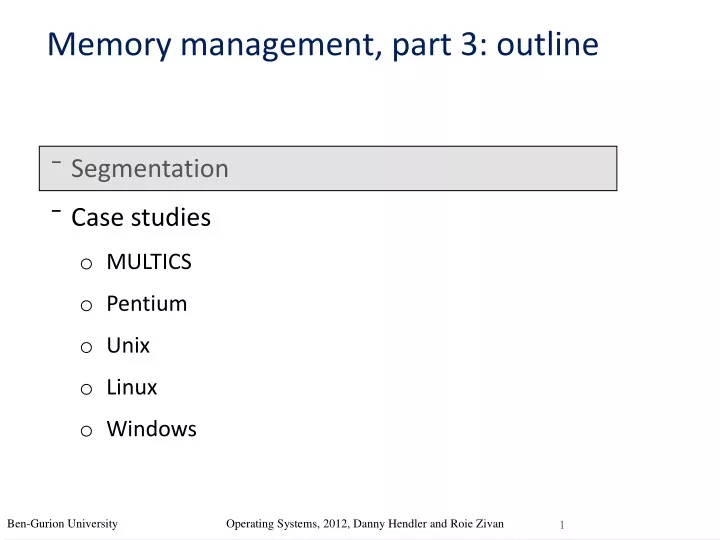 memory management part 3 outline
