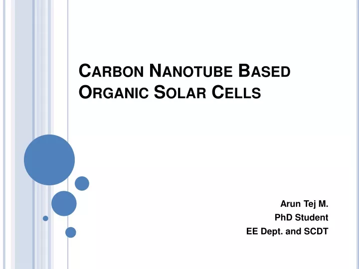 carbon nanotube based organic solar cells