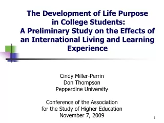 Cindy Miller-Perrin Don Thompson Pepperdine University Conference of the Association