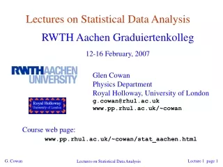 Lectures on Statistical Data Analysis