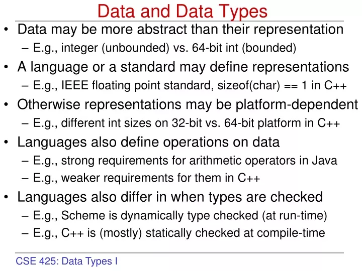 data and data types