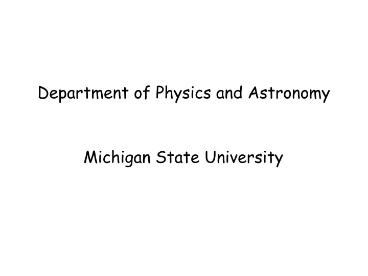 department of physics and astronomy
