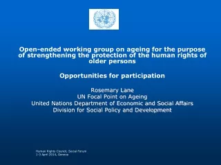 Human Rights Council, Social Forum 1-3 April 2014, Geneva