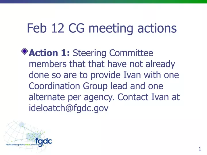 feb 12 cg meeting actions