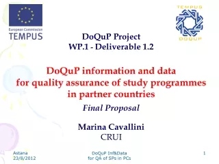 DoQuP Project WP.1  -  Deliverable 1.2 DoQuP information and data