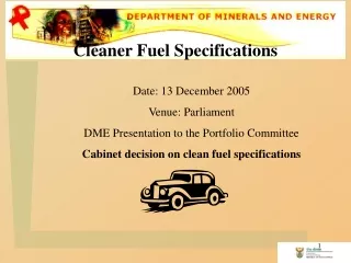 Cleaner Fuel Specifications