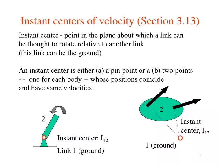 instant centers of velocity section 3 13