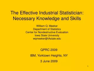 The Effective Industrial Statistician:  Necessary Knowledge and Skills