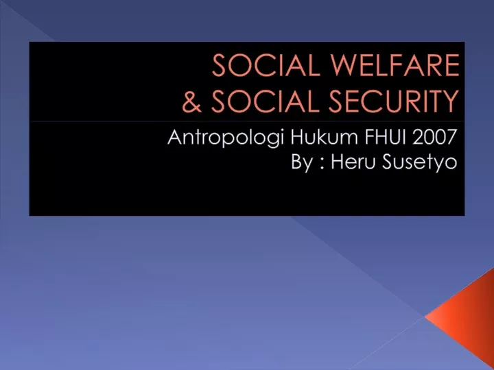 social welfare social security