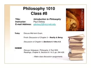 Philosophy 1010 Class #8