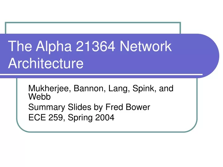 the alpha 21364 network architecture