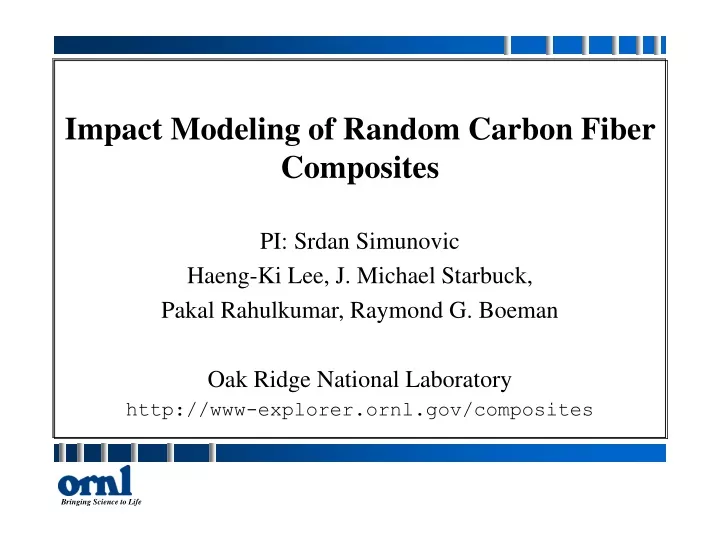 impact modeling of random carbon fiber composites