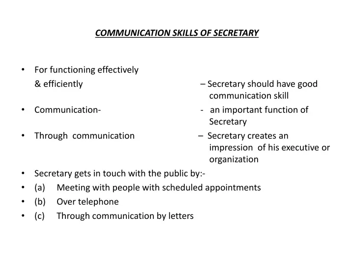 communication skills of secretary