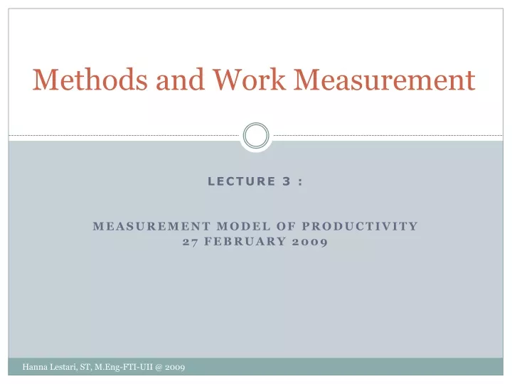 methods and work measurement