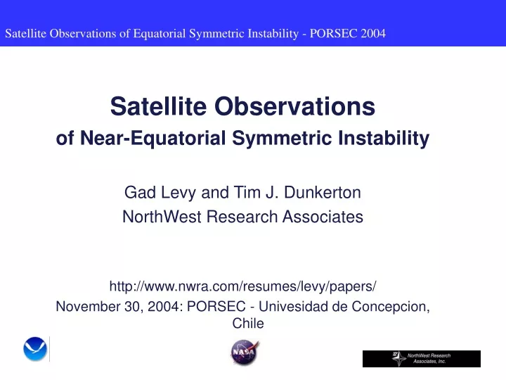 satellite observations of near equatorial