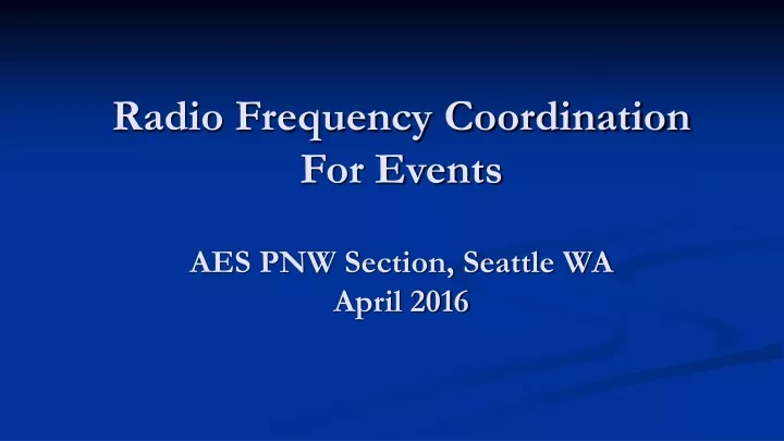radio frequency coordination for events