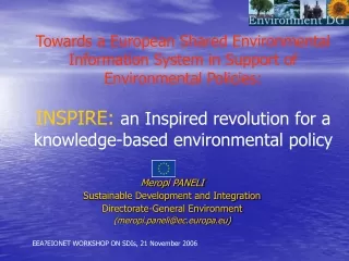 Meropi PANELI Sustainable Development and Integration Directorate-General Environment